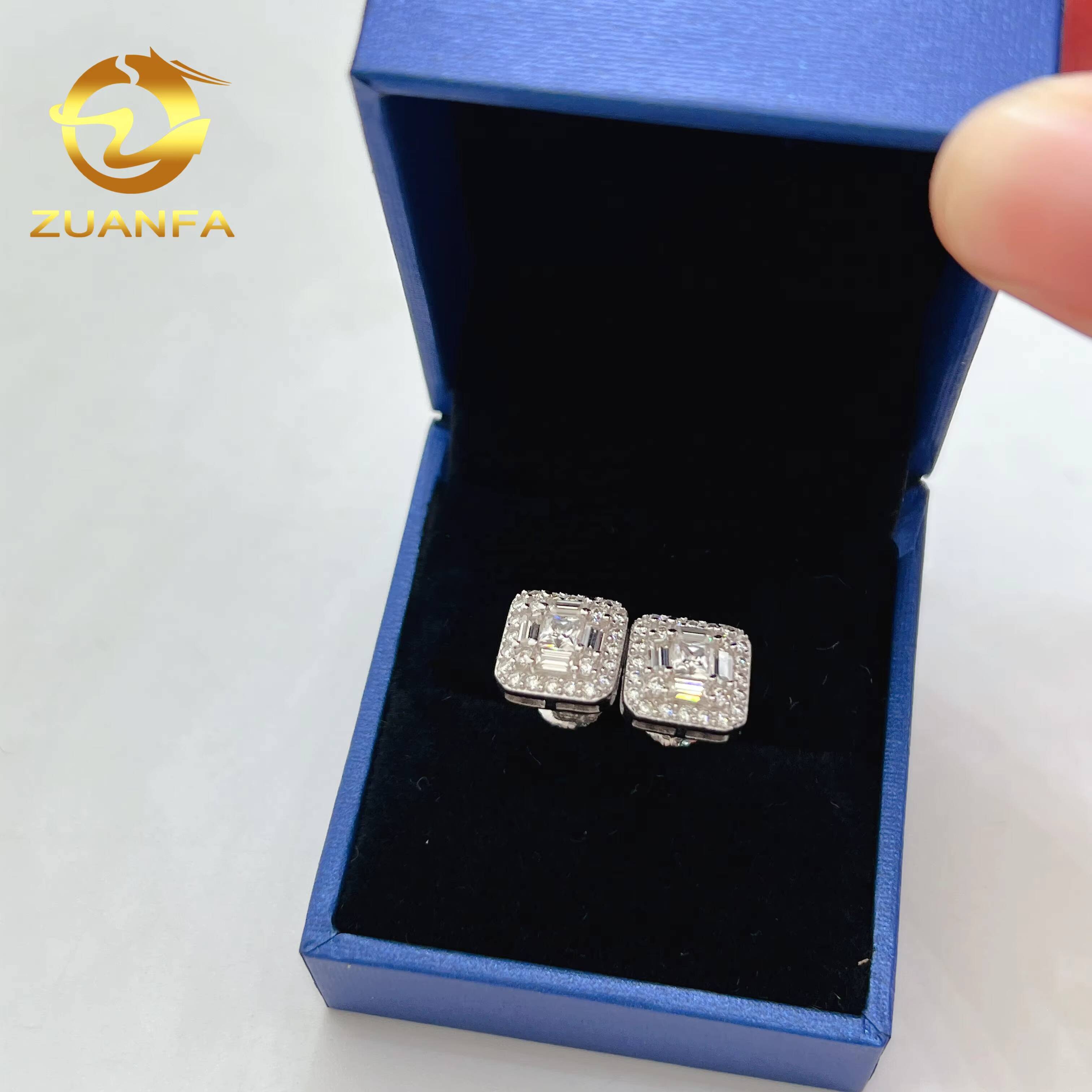 Fashion Fine Jewelry Sterling Silver 925 Hip Hop Earrings Vvs Moissanite Diamond Iced Out Earring