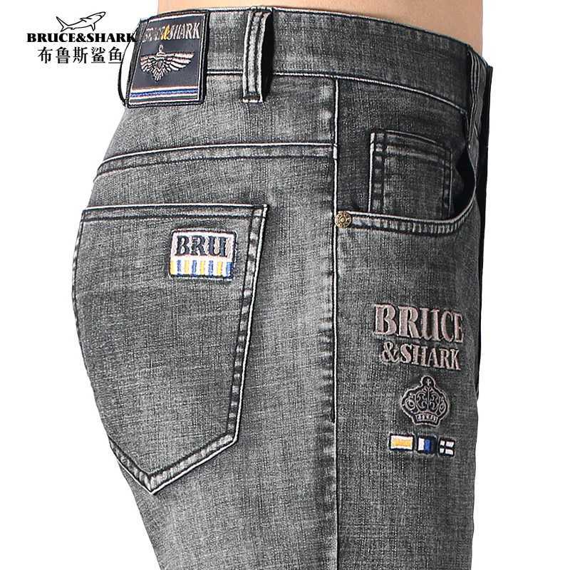 New Summer Gray Jeans for Men Stretch Loose Mid Waist Mens Jeans Bruce Straight Leg 2024 Fashion Men Denim Pants X250812