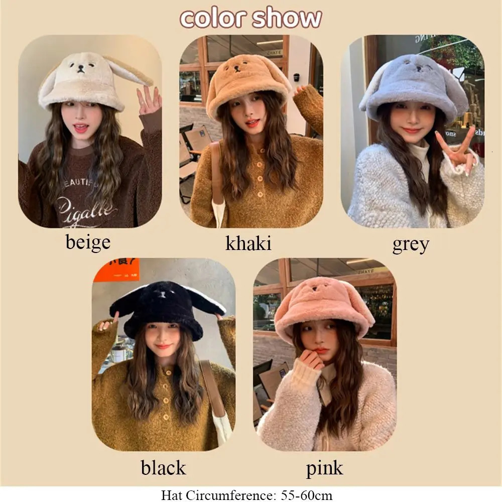 Fashion Soft Basin Hat Warm Thick Cute Bear Ears Fur Bucket Hat Panama Cap Lady Girls 250808
