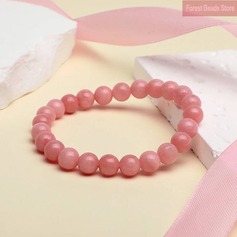 Natural Stone Pink Chalcedony Bracelet Woman for Gift Handmade Gem Semi Precious Gemstone Lucky Chakra Couple 6/8/10/12mm