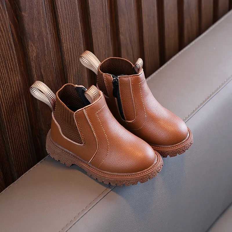 Fashion Boy Girl Short Boots Non-Slip British Style Boot Childrens Side Zipper Design Single Leather Anti-Skid Boots XJ250812