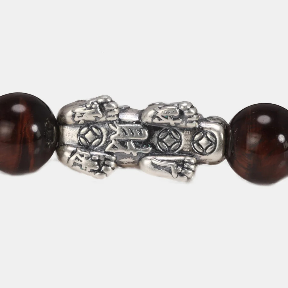 Feng Shui Natural Stones Wealth Bracelet Pixiu Single Circle Bracelet 999 Sterling Silver Handmade Beaded Bracelet 250807