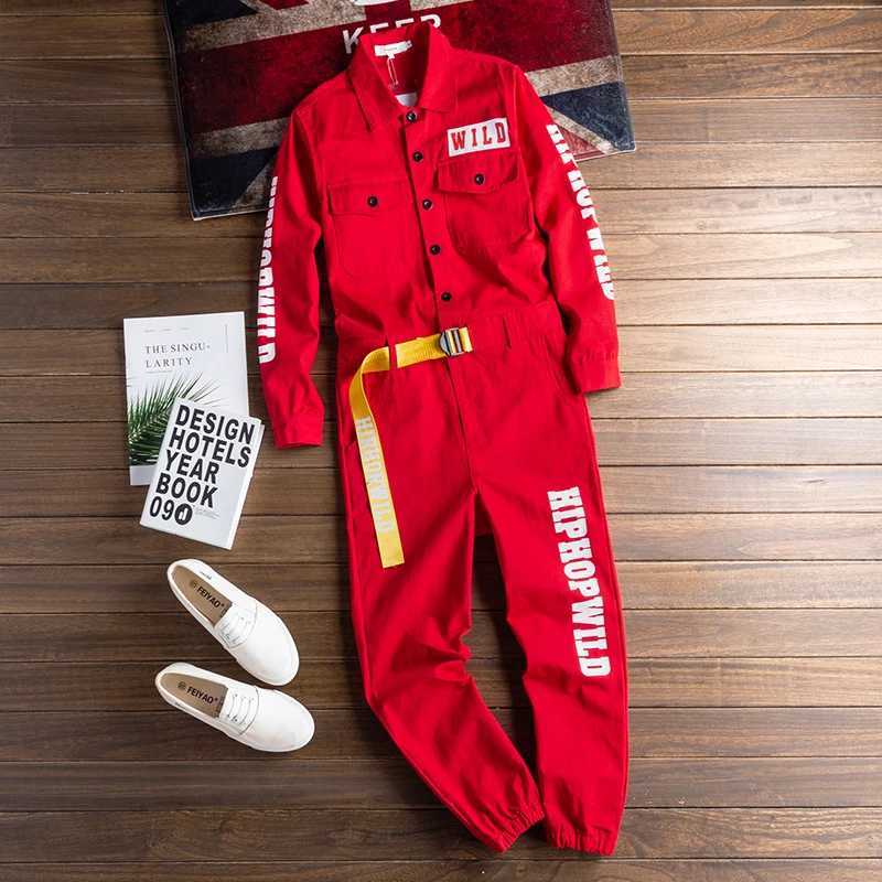 Sokotoo Mens Letters Printed Long Sleeve Yellow Joggers Jumpsuits Y2K Youth Overalls Coveralls X250812