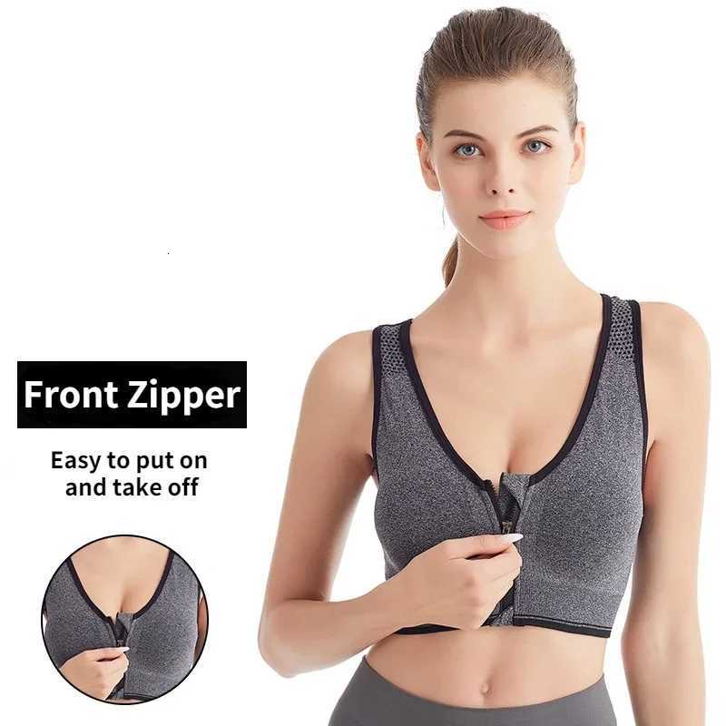 Sports Bra Women Front Zipper More Size Crop Tops Female Gym Jogging Fitness Shockproof Vest Bralette Sports Bras for Women Z250812