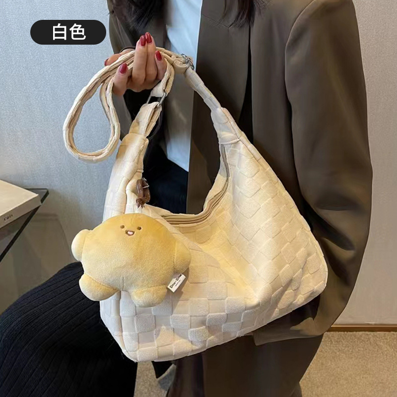 Ins Style Large Capacity Canvas Women Korean Version Literary Single Shoulder Handheld Tote for Female College Students Class Crossbody Bag