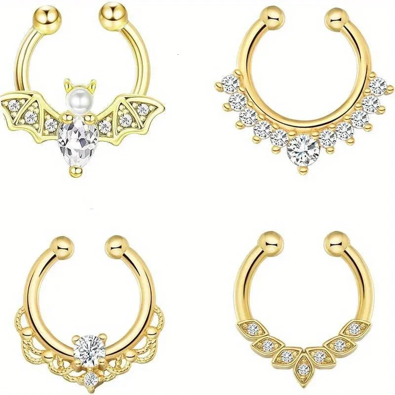 EVISPOL Nose Rings Faux Nose Piercings Septum Ring Septum Jewelry Nose Cuff Clip On Nose Ring for Men And Women 250807