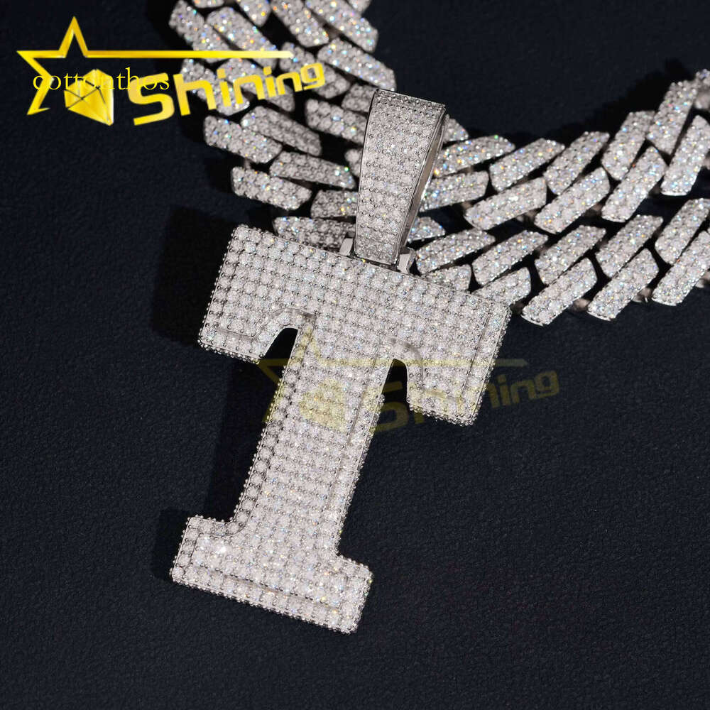Hip Hop Vvs Moissanite Dia Iced Out Pass Dias Tester Sier Hot Sale Initial Letters Pendant Fine Jewelry