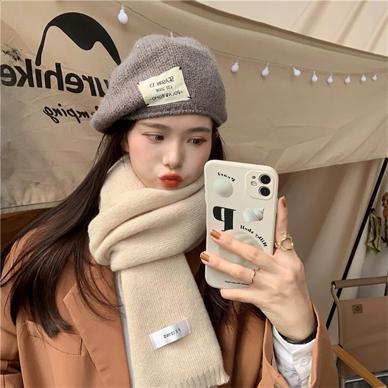 2025 Knitted Red Scarf Women Winter Simple Classic Solid Color Wraps Men Couple Scarf Soft Warm Thermal Wool Muffler 250812