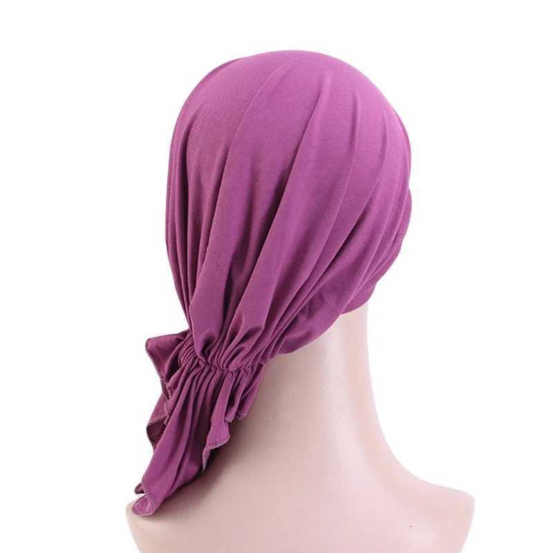 Elastic Modal Cotton Stretch Bandana Hat Women Chemo Hair Cover Women Muslim Ramadan Turban Hijab Bonnets XJ250812