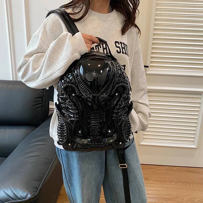 Backpack 2025 New Fashion Design Personalized Large Capacity Acrylic Alien Punk Style Shoulder Bag Trend Bags For Women Man