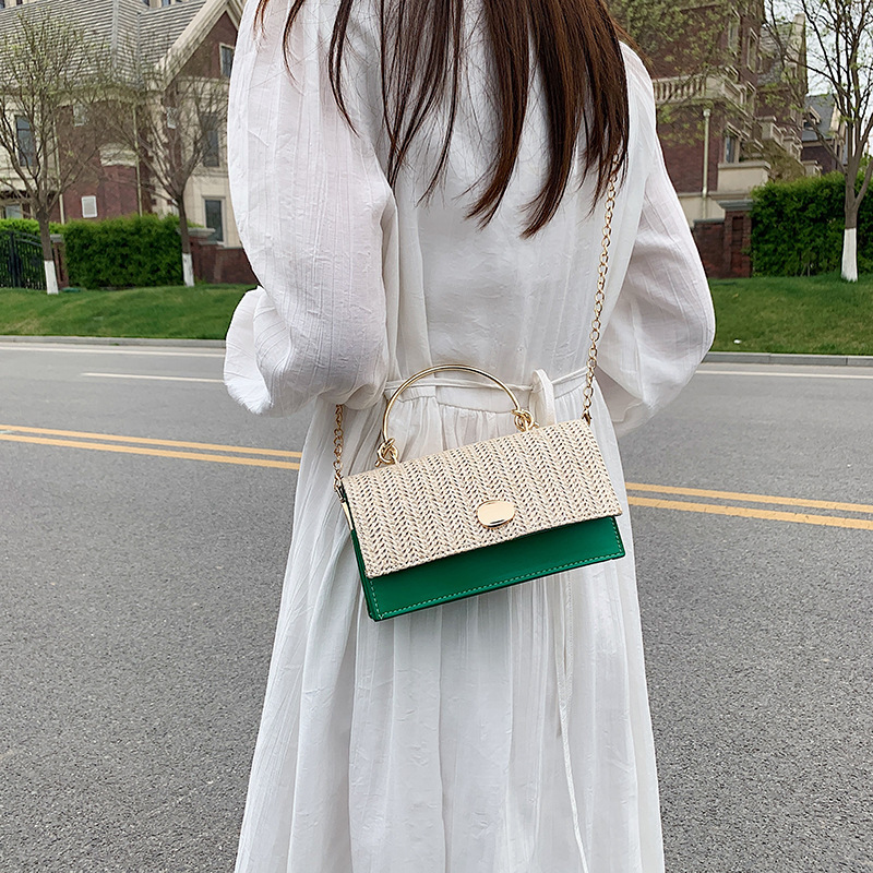 Summer Stylish for Women New Woven Simple Fashion Korean Version Textured Chain Trendy Crossbody Small Square Bag ddmymarket