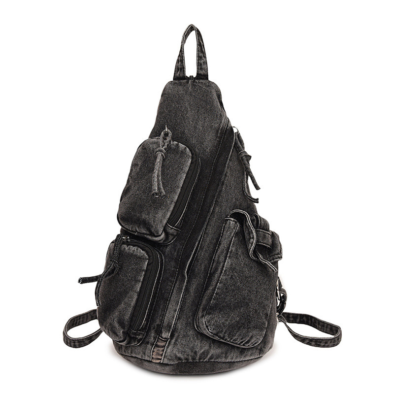 Autumn Denim New Fashion Single Shoulder Chest Crossbody Bag Workwear Style Multifunctional Backpack