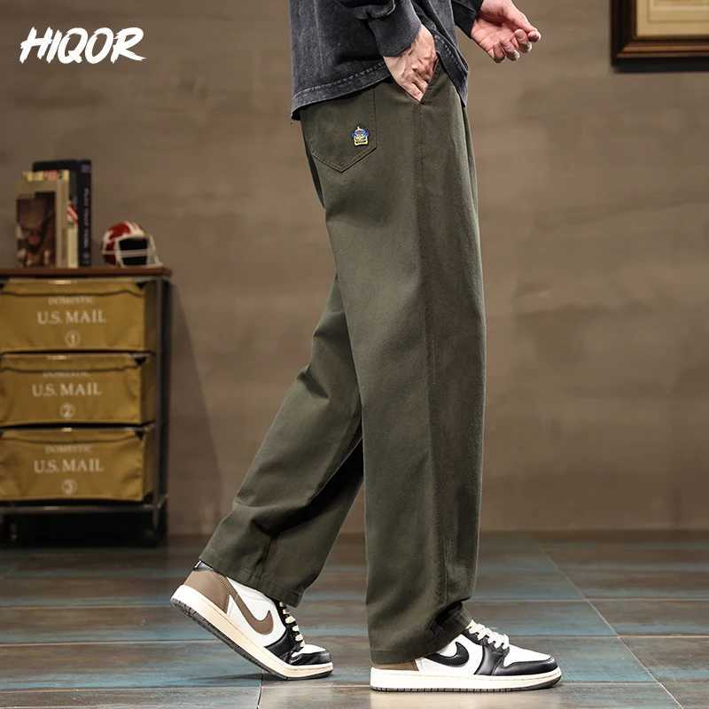 100% Cotton Mens Casual Pants Fashion Jogger Pants Loose Straight Wide Leg Trousers Cotton Vintage Cargo Pants Men Solid Streetwear Men X250812
