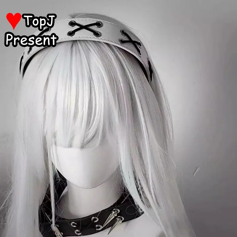 Harajuku Gothic Y2K Punk Rivets Leather Hair Hoop Halloween KC Headband Women Girl Lolita Punk Hairbands Hair Accessories 250805