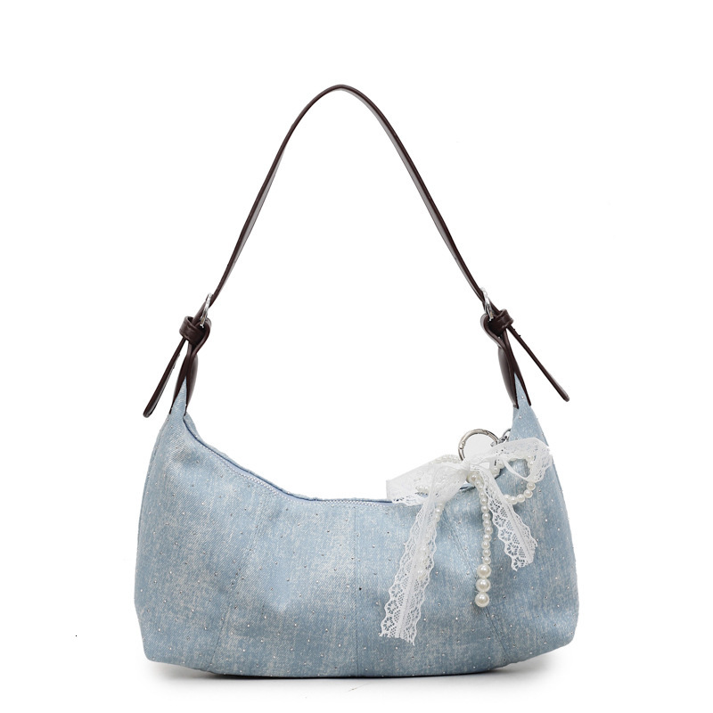 2025 autumn new women's shoulder bag retro niche denim bag new casual commuting shoulder bag armpit handbag designer bag women's crossbody b