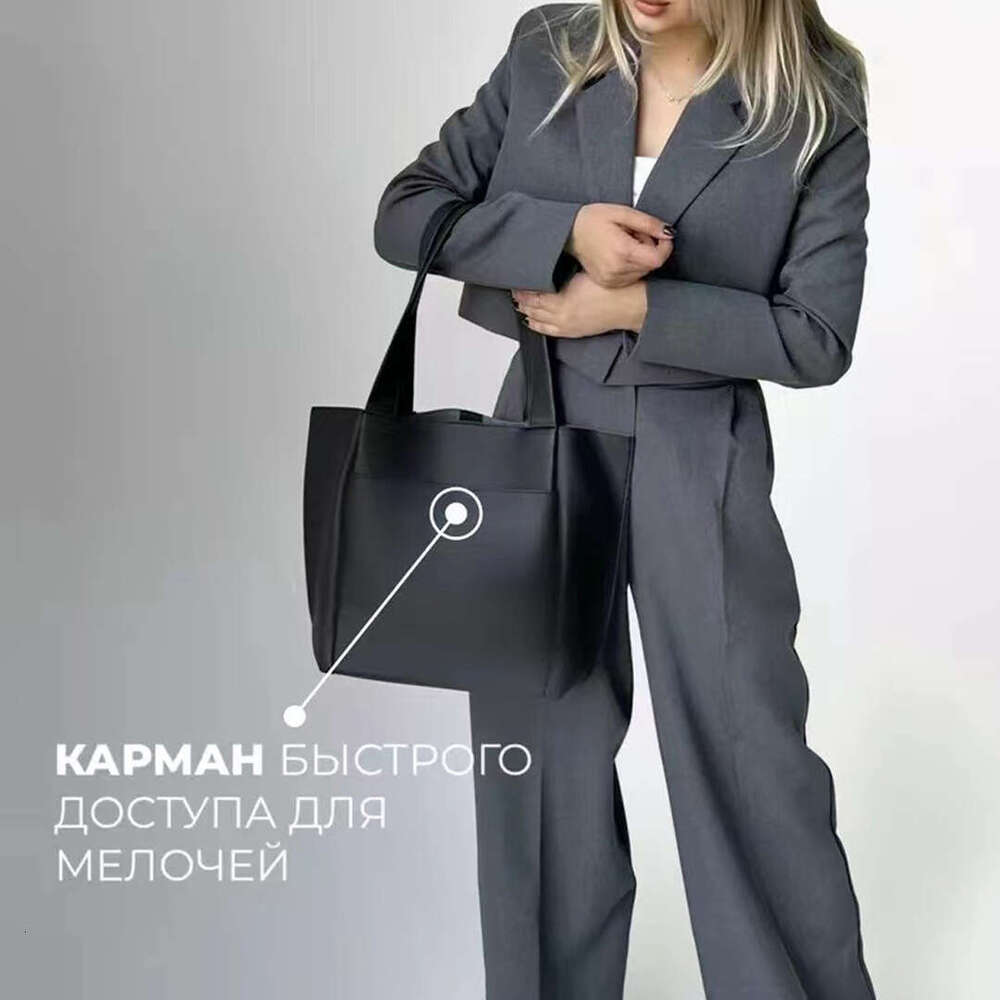 Spring Summer PU Large Capacity Tote Soft Leather Zipper Women's Bag For Work Commute Laptop B5