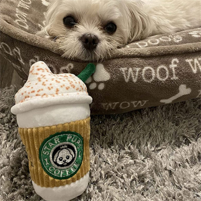 Interactive Noise-Making Latte Coffee Dog Toy Perfect Solution For Keeping Your Pup Engaged