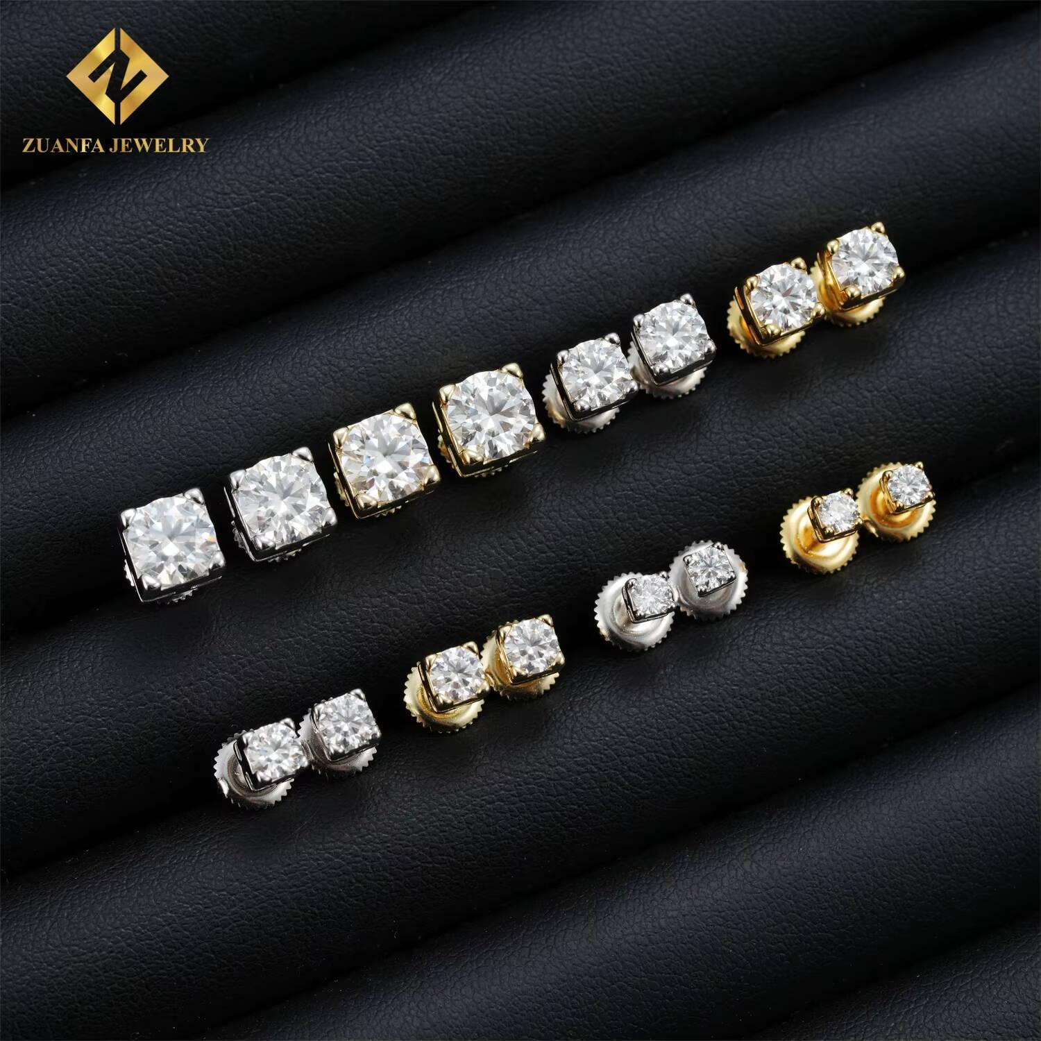 Wholesale Luxury Moissanite Earrings VVS 925 Silver GRA Certified 3mm 4mm 5mm 6.5mm Pass Diamond Tester