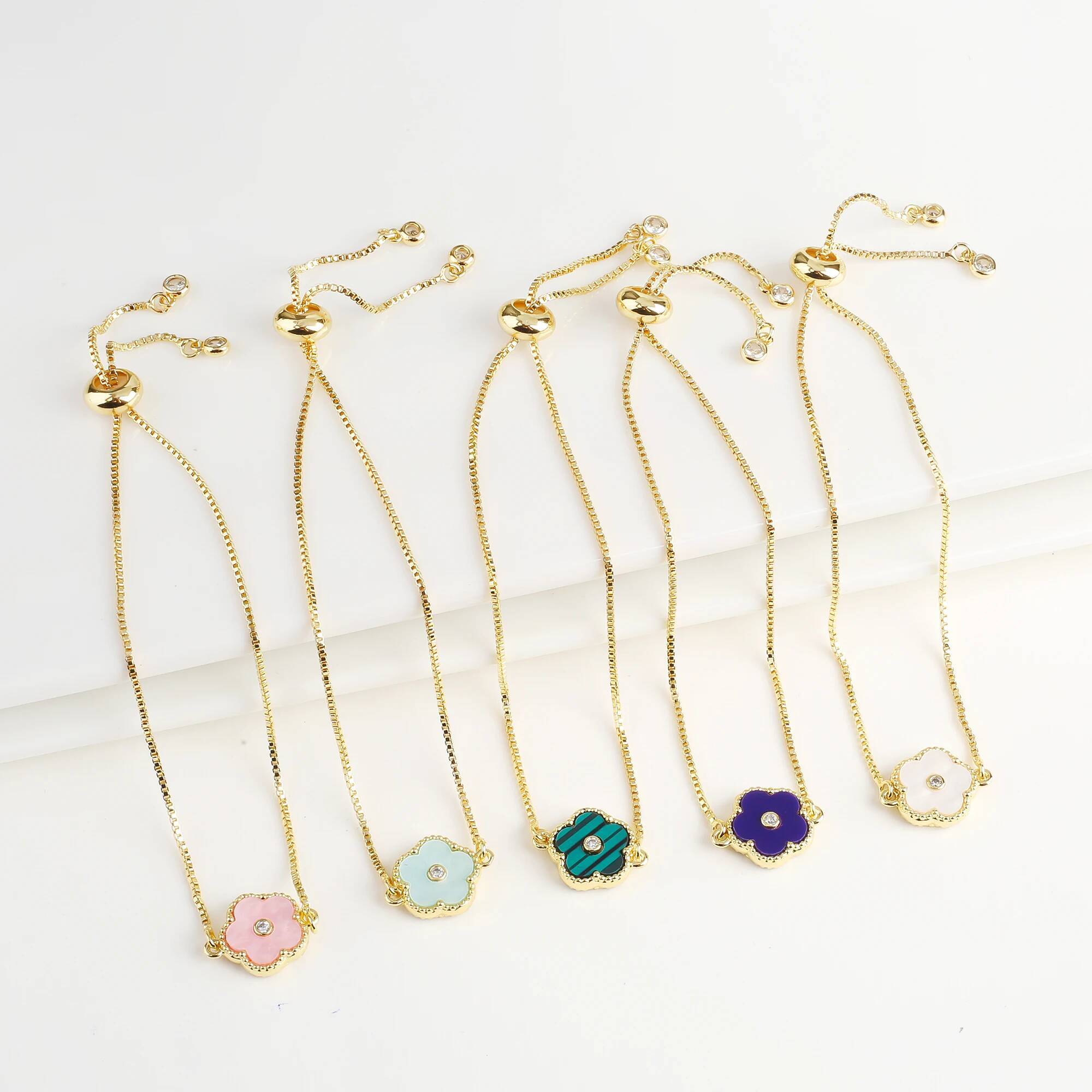 Punk Style Simple Five Leaf Flower Botanical Charm Bracelet for Woman Girls Fashion Party Brand Jewelry Daily Wear Clover