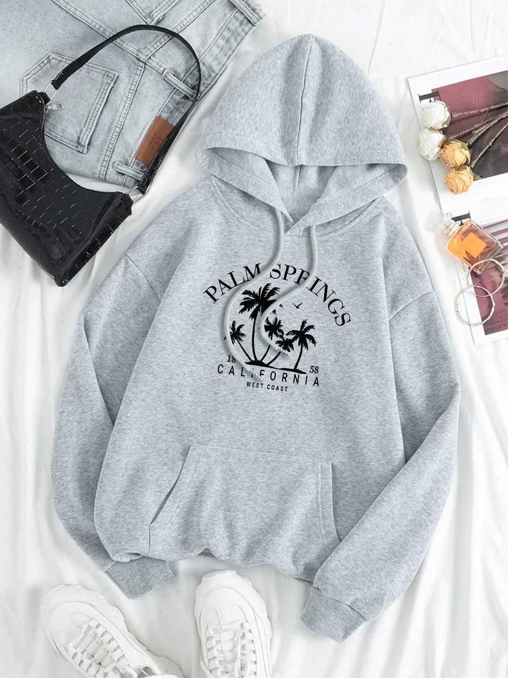 Palm Springs 1858 California West Clothes Men Women Crewneck Pollover Sweatshirt Loose Hoodies Autumn Oversize Streetwear Y250811