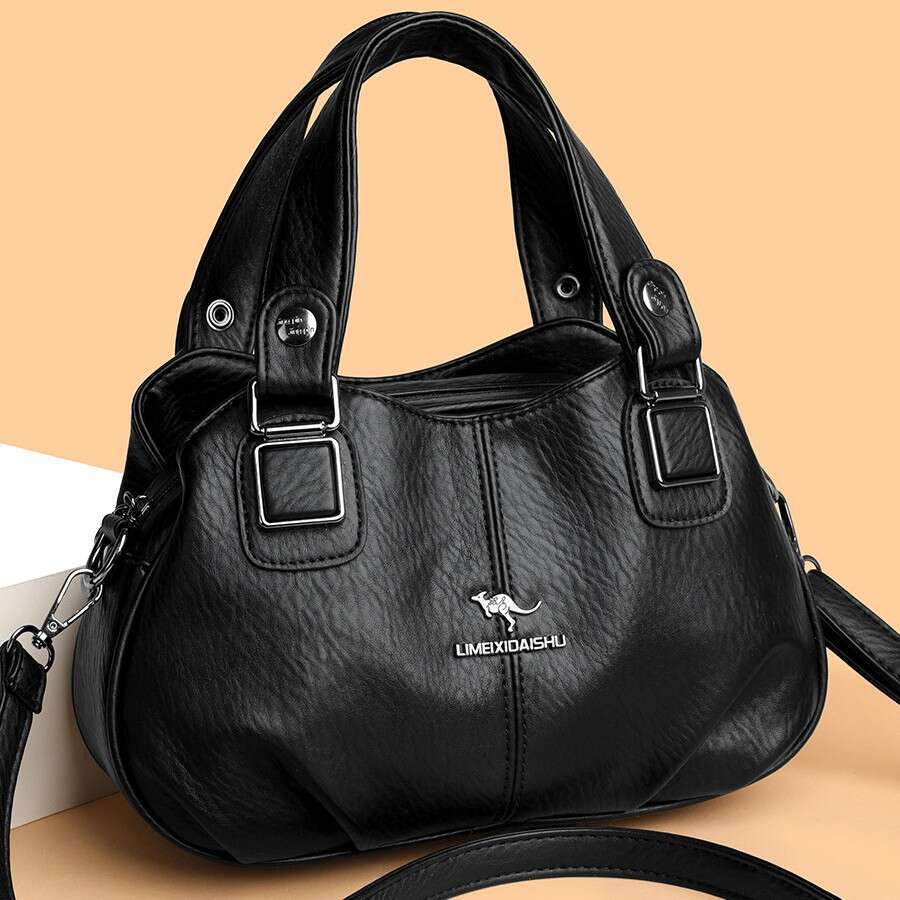Oil Wax Leather Handbag Large Capacity Kangaroo Crossbody Commuter Women's Shoulder Bag