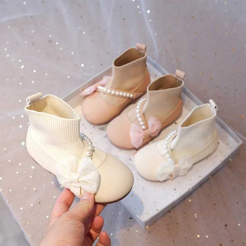 2024 Autumn Winter Brand New PU Leather Lace Bow-knot Sweet Soft Girls Princess Boots Ankle Boots Slip-on Soft XJ250812