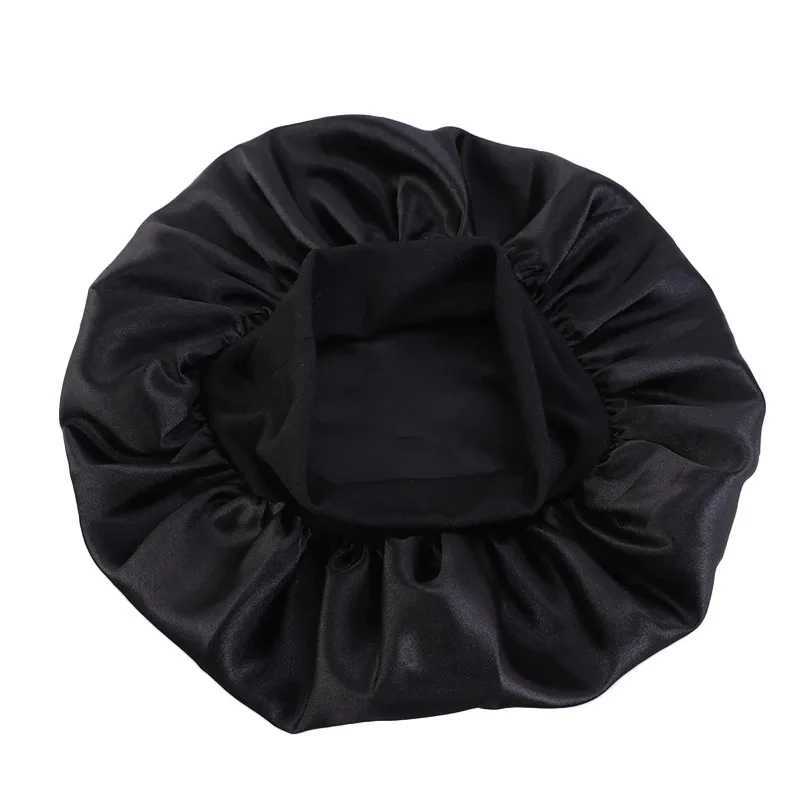 New Kids Girls Boys Satin Night Sleep Cap Wide Band Elastic Turban Headwear Bonnet Hair Care Beanie Nightcap Scarf Bandana XJ250812