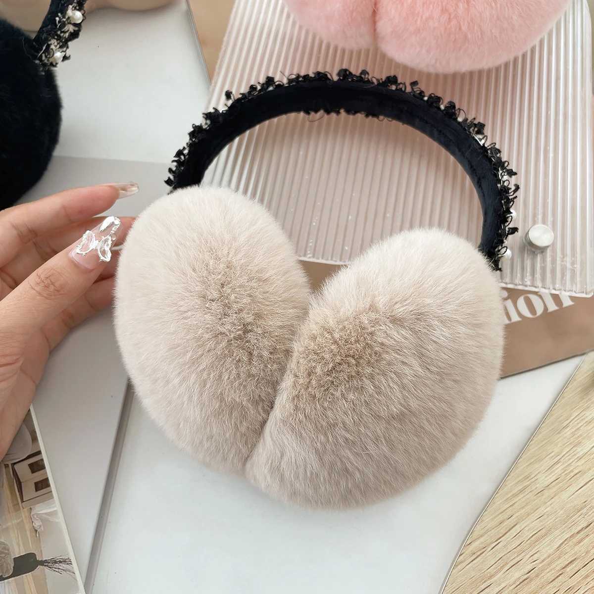 Luxury Women Winter Warm Real Rex Rabbit Fur Earmuffs Fashion Lady 100% Natural Fur Ear Muffs Thermal Girl Winter Accessories XJ250812