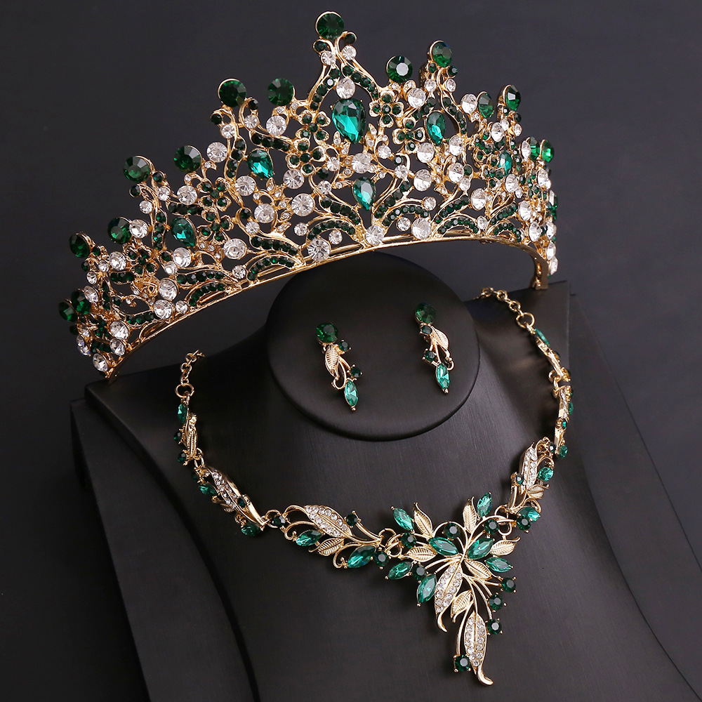 Silver Color Opal Blue Wedding Crown Jewelry sets for Women Tiaras and Earrings necklace set Princess Girls Prom Gifts Accessory 250120