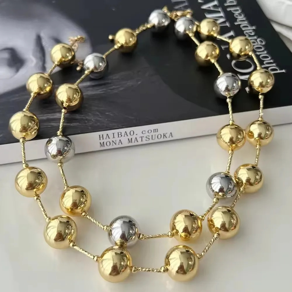 5Pcs Trendy Gold Silver Color Ball Chunky Beads Chain Necklace for Women Men Charm Gothic Choker Necklace Fashion Gifts 250807