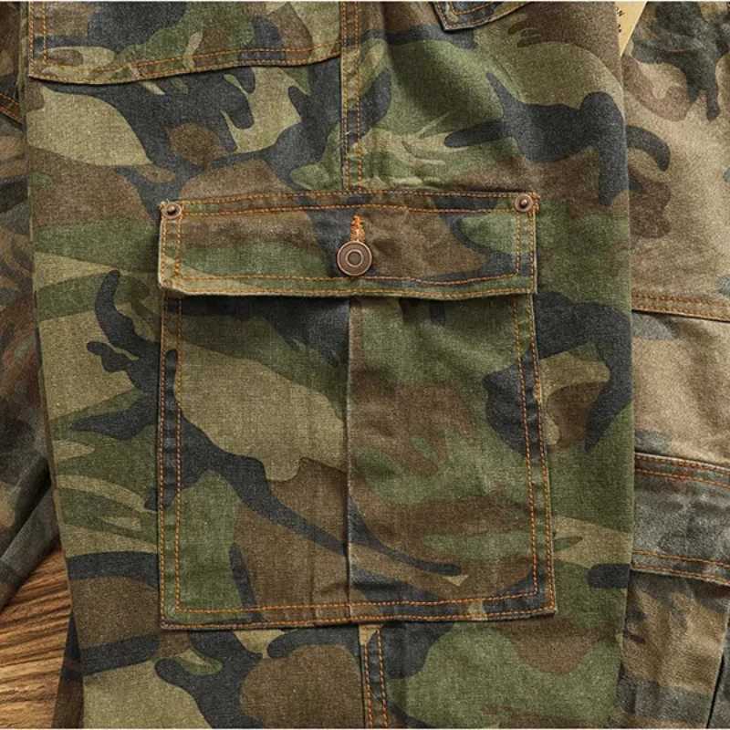 Cargo Casual Pants Mens Japanese Style Outdoor Multi-Pocket Loose Retro Elastic Waist Profile Straight Drum Camouflage Pants X250812
