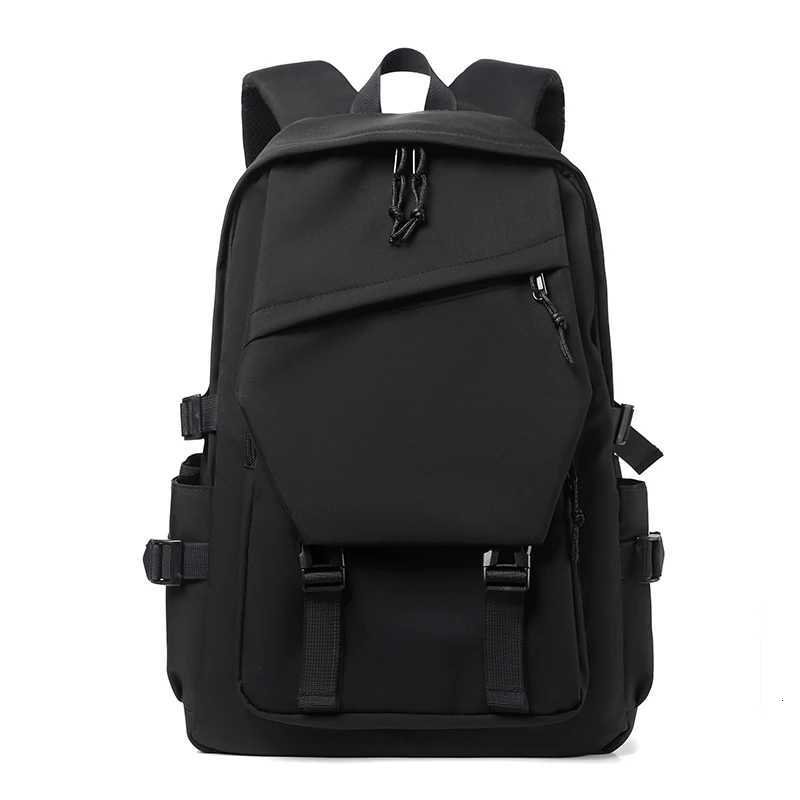 15 Inch Polyester Waterproof Solid Color Simple Mens Backpack Fashion Couple Student Computer Backpack W250812
