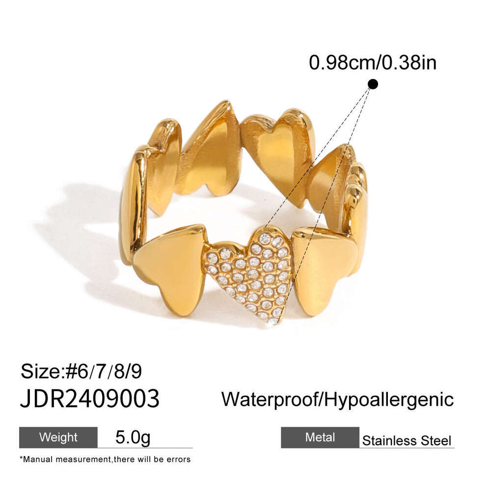 Stainless Steel Designer Gold Zircon Heart Design Sense High-end R Light Jewelry Luxury Jewelry