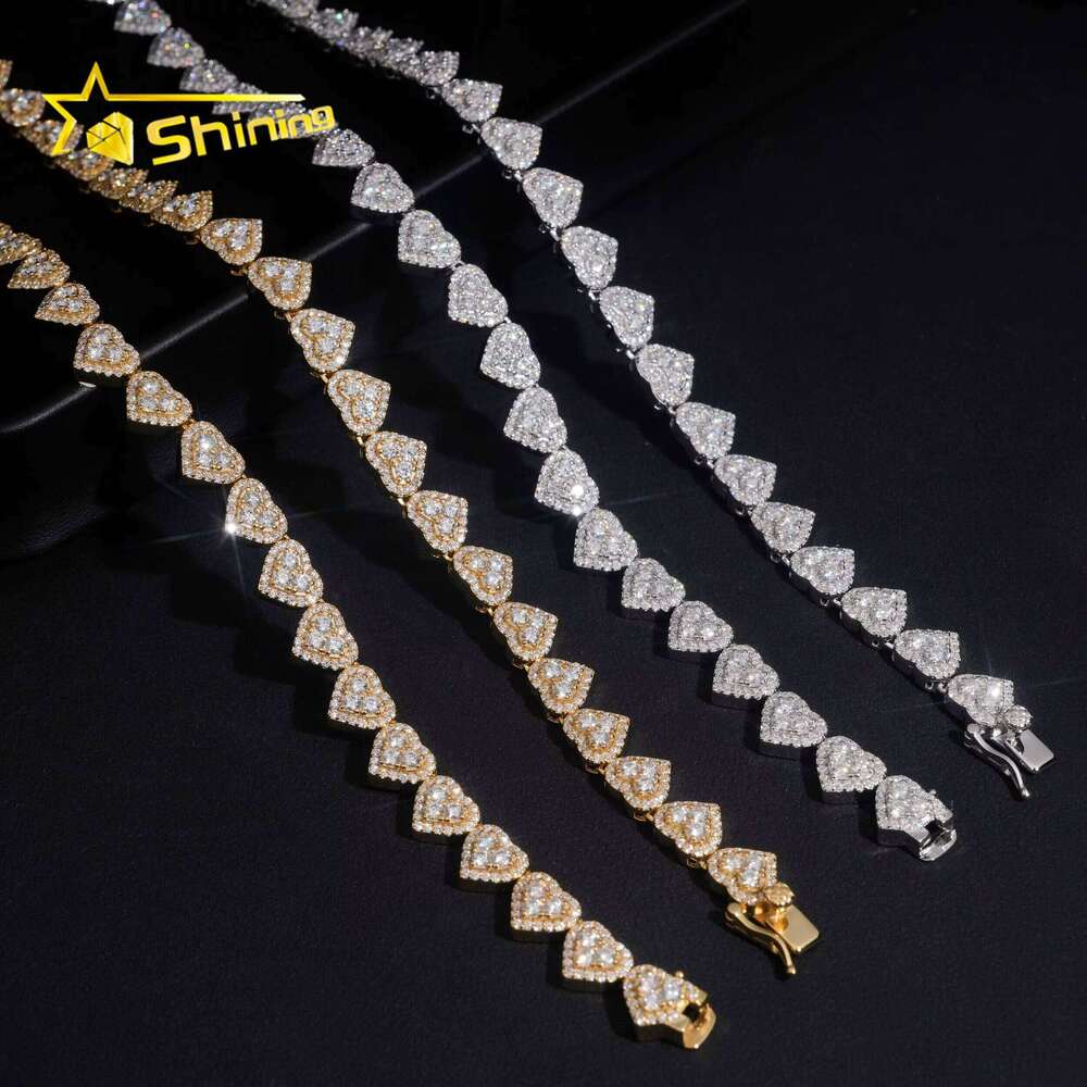 Custom Chains Hip Hop Jewelry Sier Heart Shape Moissanite Cuban Link Chain Pass Dia Tester Iced Out Necklace Men