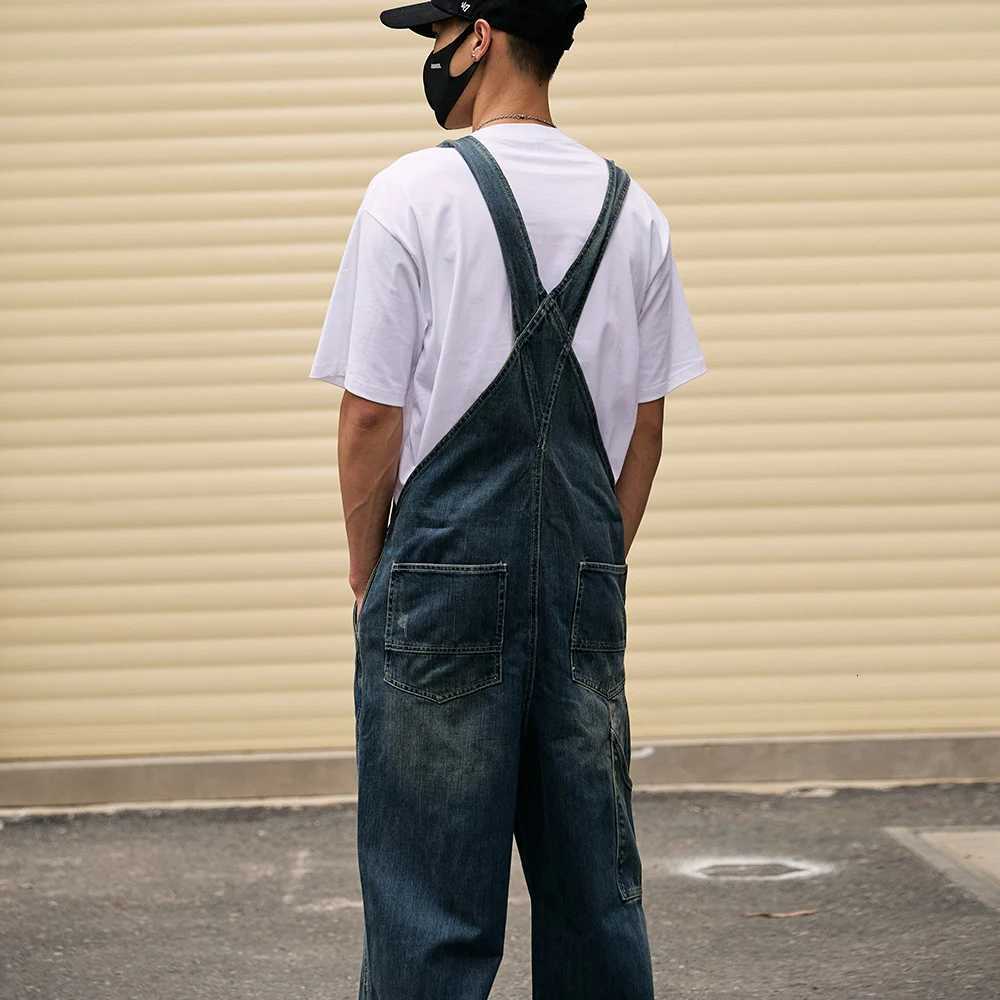 Men Loose Holes Ripped Denim Bib Overalls Pockets Distressed Blue Jeans Adjustable Suspenders Jumpsuits Coveralls Dungarees X250812