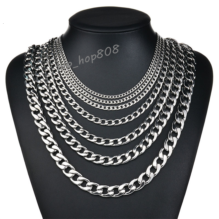 Wholesale Fashion Hip Hop Rapper Stainless Steel Curb Cuban Link Chain Women Men Alxeyb