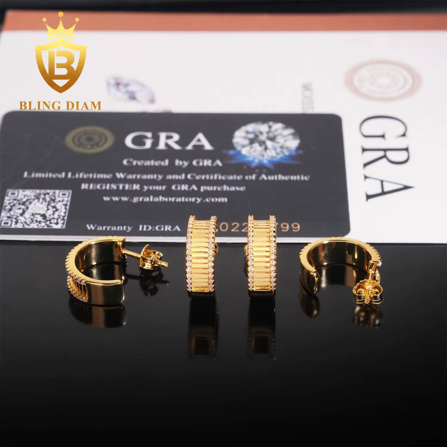 Wholesale Price Moissanite Earrings Iced Out 925 Sterling Silver Moissanite Diamond Hoop Earrings Men Women