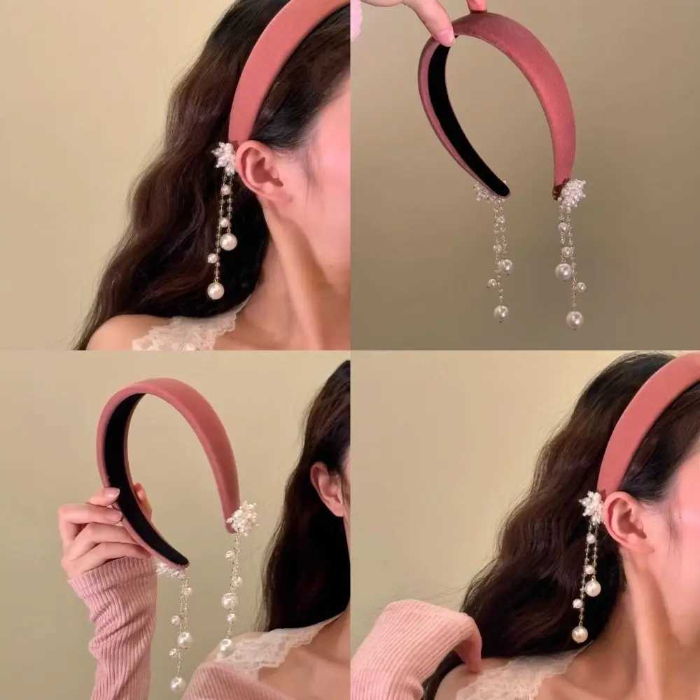 Creative Satin Tassel Bell Hair Band Crystal Ethnic Style Hair Hoop Pendant Elegant Pearl Band Wedding Wear X250812