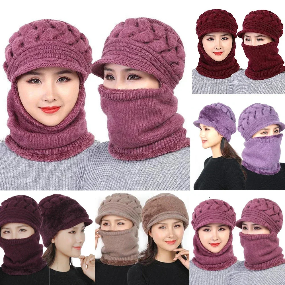 Winter Hat One-piece Beanies Hats Winter Beanies For Men Women Wool Scarf Caps Balaclava Mask Gorras Bonnet Knitted Hat 250808