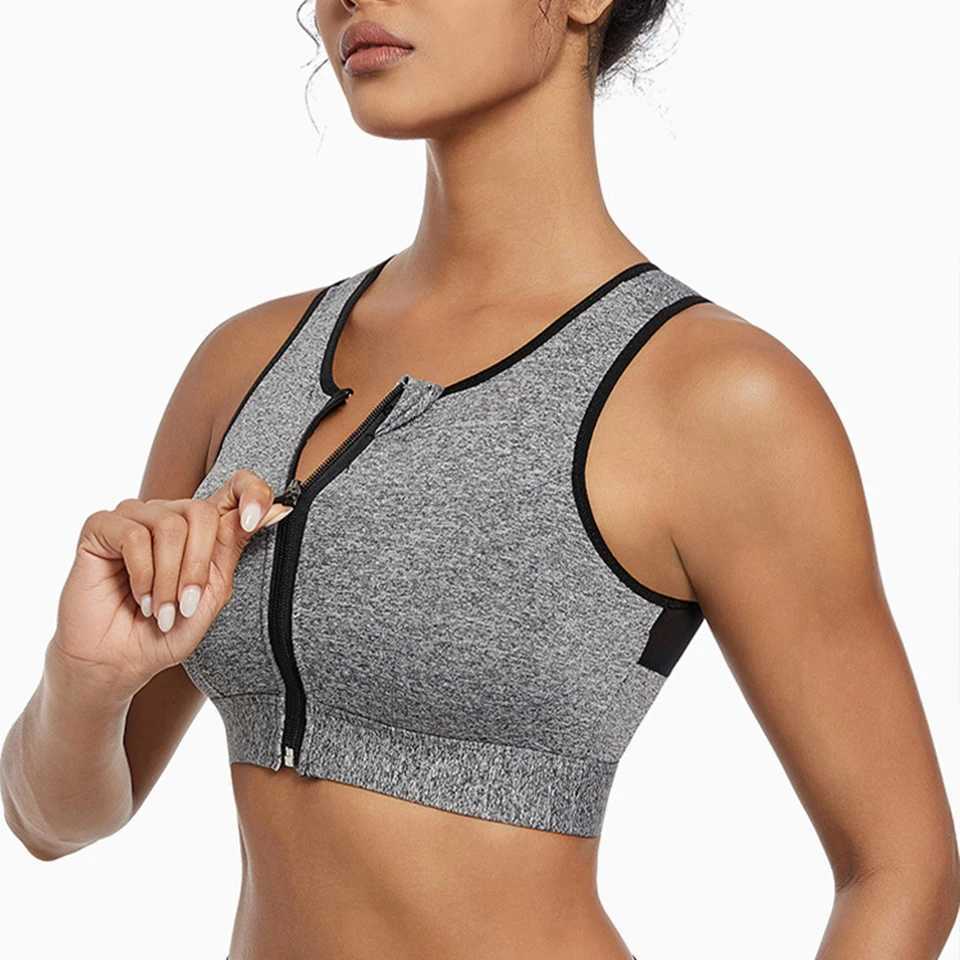 Plus Size Sports Bra for Women High-Strength Shock-Absorbing Gathering Top Running Zipper No Steel Bracket Underwear Vest Z250812