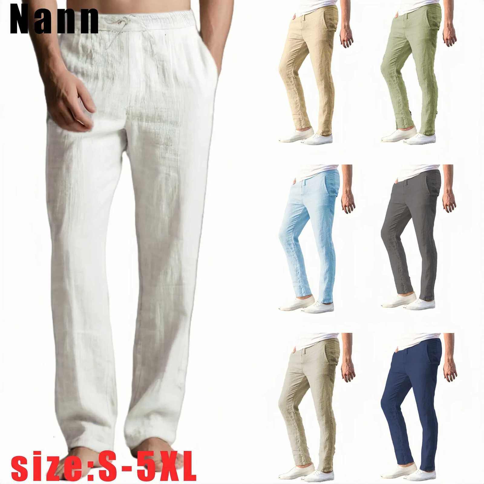 Mens Breathable Cotton Linen Joggers Sweatpants Solid Color Streetwear Summer Loose Trousers Vacation Comfortable S-5XL W250812