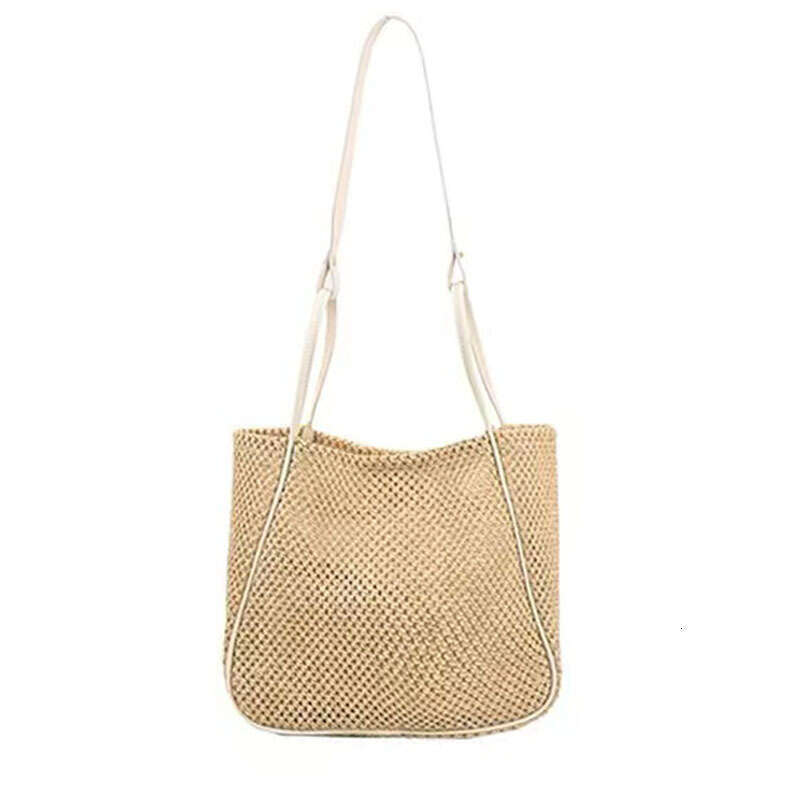 Vacation Single Shoulder Crossbody Bucket Beach Mother-Daughter Women Woven Commuting Bag Light Luxury B5