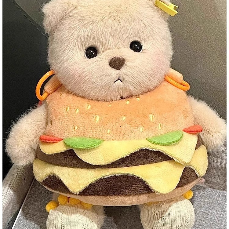 2025 Autumn New Women s Shoulder Bag Cartoon Plush Burger women bag s Potato Chip Bear Plush Bag Plush Shoulder Bag Women s Crossbody Bag Autumn New D