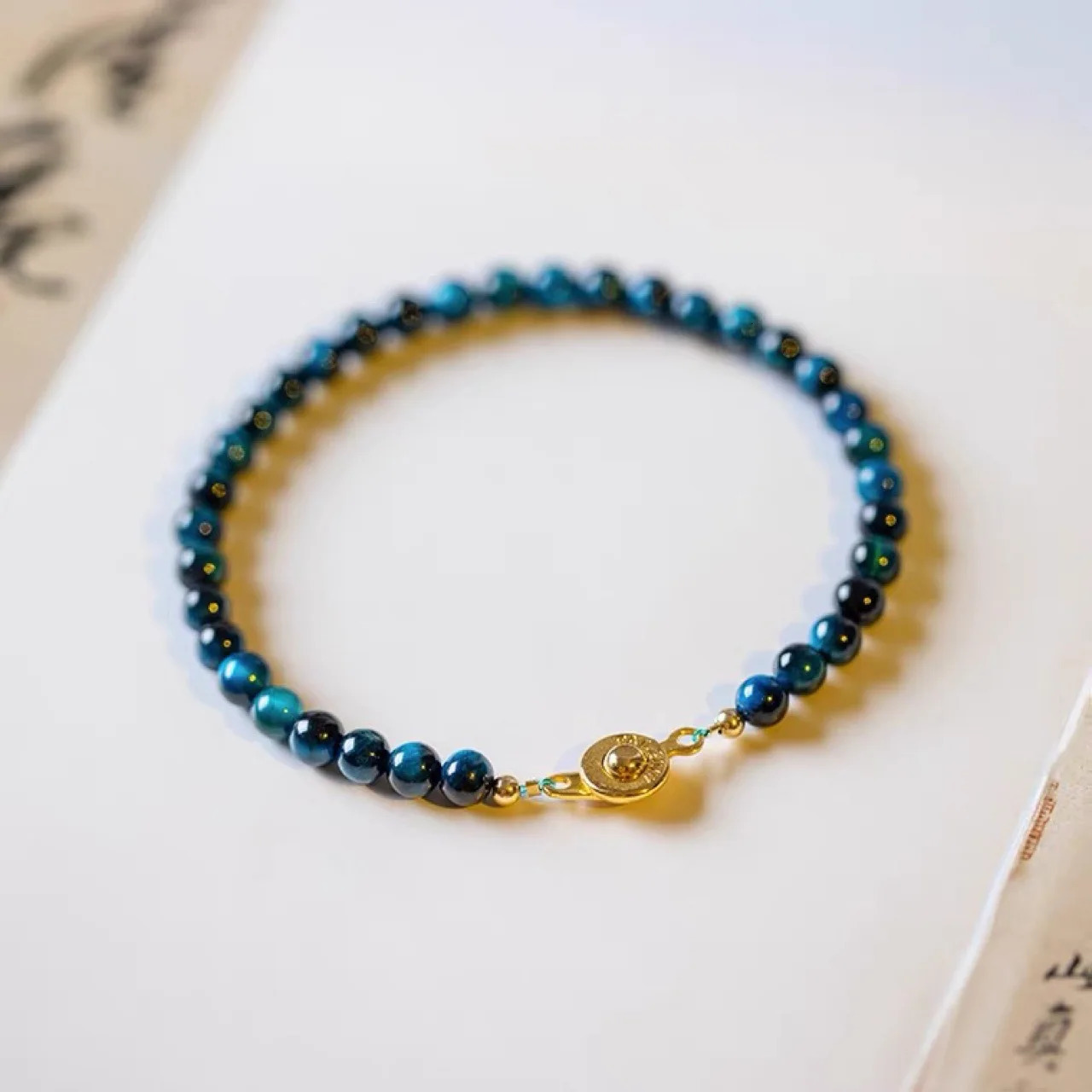 Natural Blue Tiger Eye Bracelet Female Processing Blue 4mm 2/5000 Extremely fine Buddha Beads Hand String White Gift for Women 250807