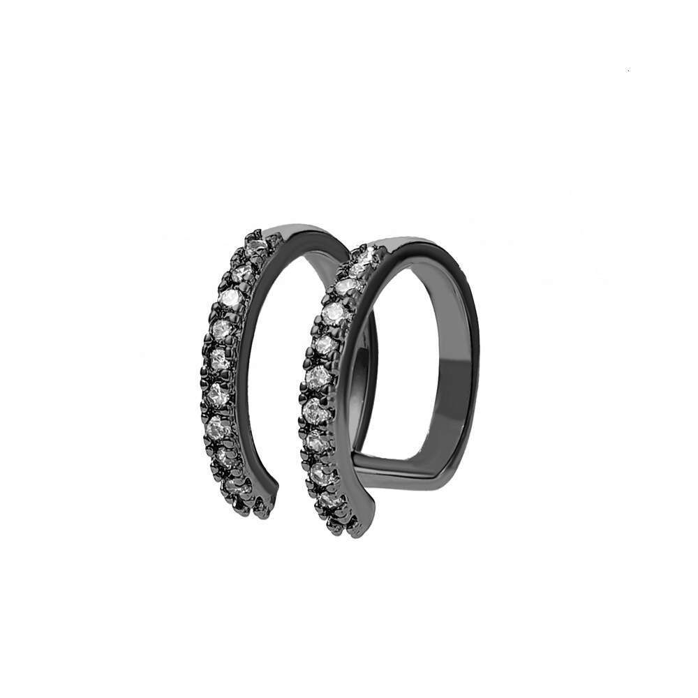 Ins Style Copper Inlaid Zircon Double Layer Cuff Women, Unique and Simple Colorful Geometric Ear Clip for Non-Pierced Ears