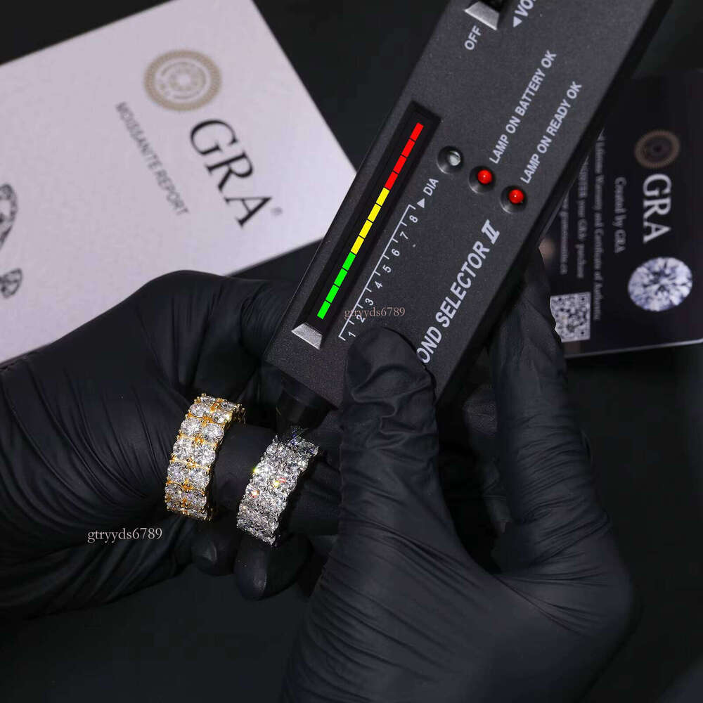 Luxurious 2 Row Passed Tester Sterling Silver Shiny Fashion Jewelry Silicon Stone Ring for Men