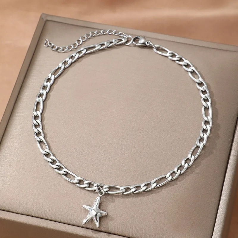 Stainless Steel Anklet Light Delicate Fashion Geometric Pentagram Anklet For Women Jewelry Beach Vacation Accessories 250812