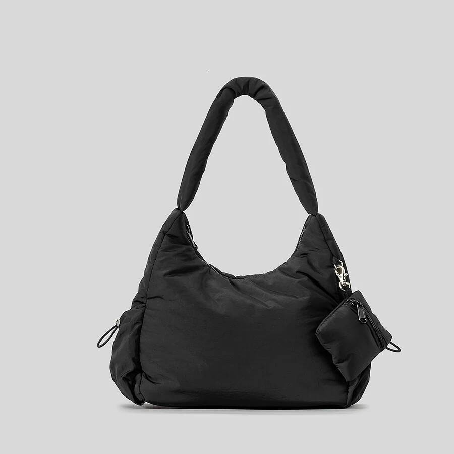 Casual Hobos Padded Women Shoulder Bags Nylon Puffer Down Cottom Lady Handbags Simple Combination Bag With Small Purses