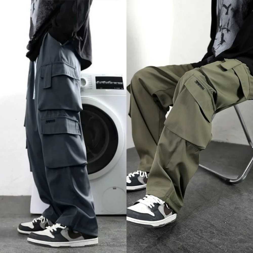 Harajuku Oversized Cargo Parachute Pants Men Streetwear Vintage Y2k Hip Hop Wide Leg Joggers Baggy Casual Sweatpants Techwear X250812
