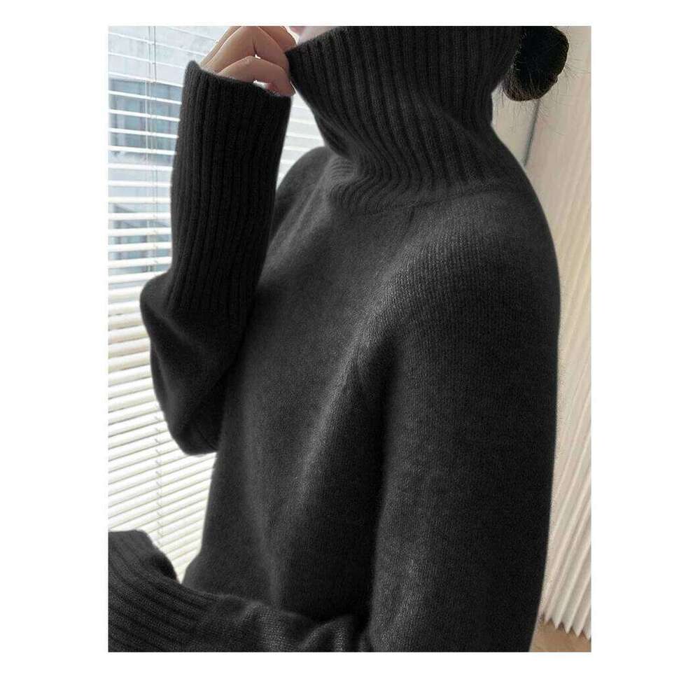 Women's Turtleneck Cashmere Sweater Loose Thickened Pullover Korean Style Lazy Wind Heavy For Autumn Winter MDNG 20250811